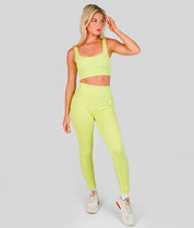 Ribbed Seamless Leggings - Lime - Saber Apparel