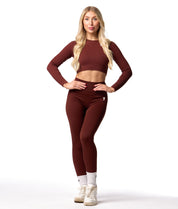 Ribbed Seamless Leggings - Cocoa