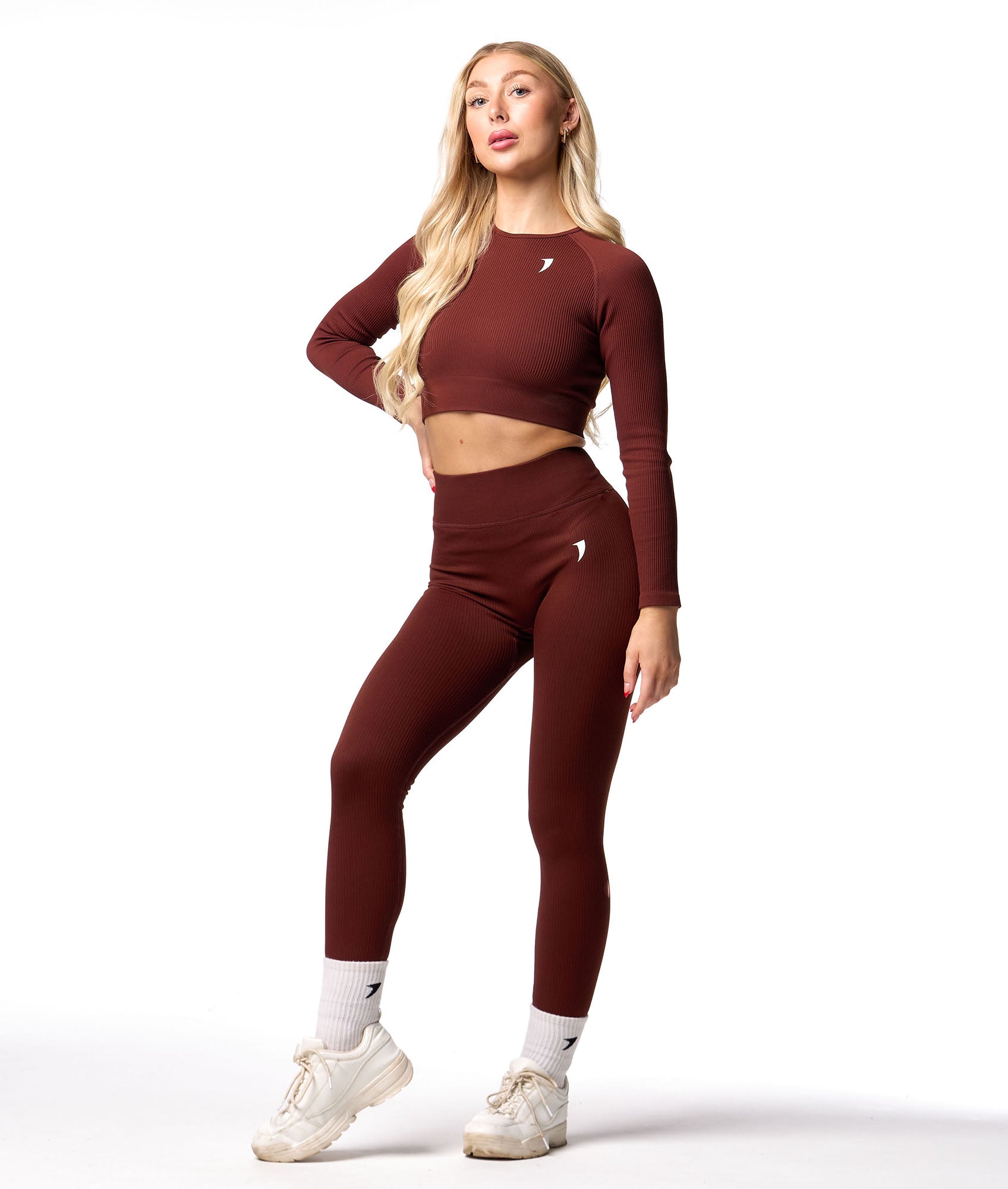 Ribbed Seamless Leggings - Cocoa