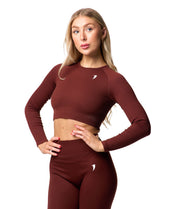 Ribbed Seamless Long Sleeve Top - Cocoa