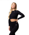 Ribbed Seamless Long Sleeve Top - Black