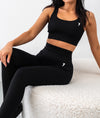 Ribbed Seamless Leggings - Black - Saber Apparel