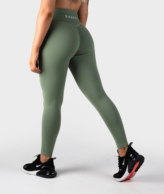 Echt Leggings Women Medium Green PullOn Cropped Stretch Scrunch